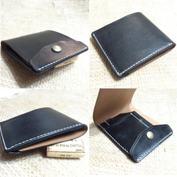 【右開卡袋2黑色】薄型簡約鈔票剪刀MC-08-BL錢夾鞣革 第2張的照片