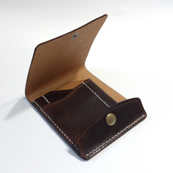 【右開卡袋2D棕色】薄款簡約鈔票剪刀MC-08db錢夾Nume皮革 第1張的照片