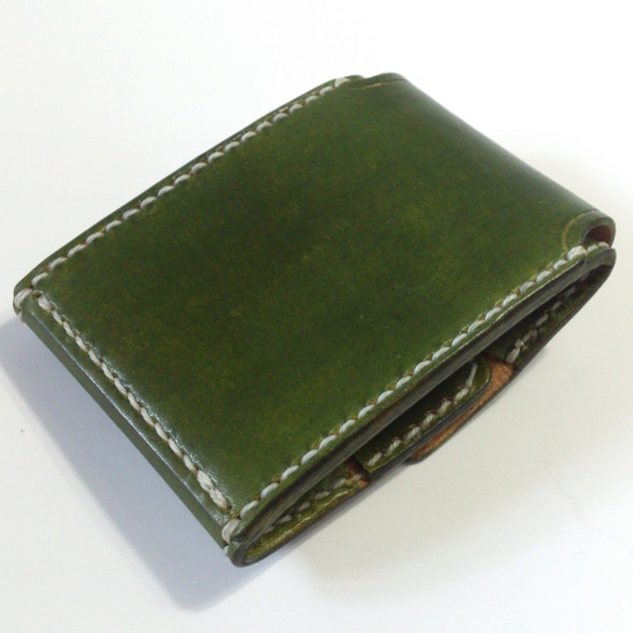 [手工縫製]卡和零錢包ⅢCC-12o零錢包零錢包Nume皮革橄欖色 第4張的照片