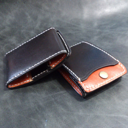 [Ⅱ・黑/紅棕色]卡片和硬幣用錢包Ⅱ CC-07lw 硬幣卡片夾 Nume 皮革零錢包 第3張的照片