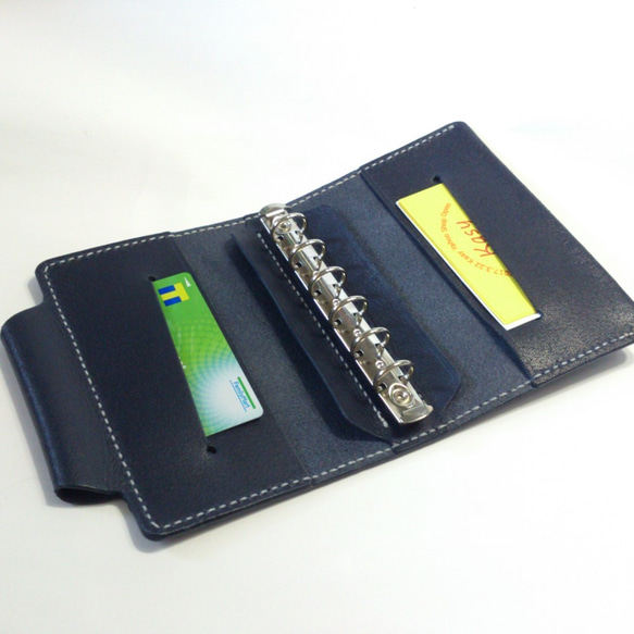 迷你6管筆架系統筆記本B 7護照盒Nume地板皮革藍色皮革筆記本筆記 第2張的照片