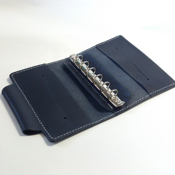 迷你6管筆架系統筆記本B 7護照盒Nume地板皮革藍色皮革筆記本筆記 第4張的照片