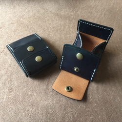 【Ⅲ・紺】カードとコインの財布Ⅲ CC-12db2 コインケース 小銭入れ ヌメ革 ディープブルー レザー 1枚目の画像