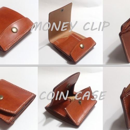 右開口】大容量コインケース付マネークリップ CMC-01rb 赤茶