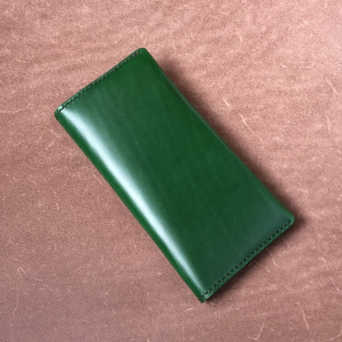 ﾌﾟﾙｱｯﾌﾟﾚｻﾞｰ・ｸﾞﾘｰﾝ】シンプル長財布 ロングウォレット LW
