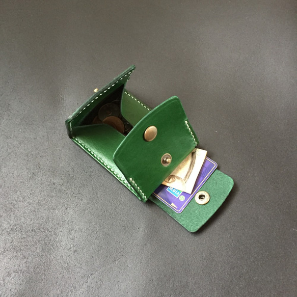 【ﾌﾟﾙｱｯﾌﾟﾚｻﾞｰ ｸﾞﾘｰﾝ】巾７cm カードとコインの財布Ⅲ CC-12pgn コインケース 小銭入 2枚目の画像