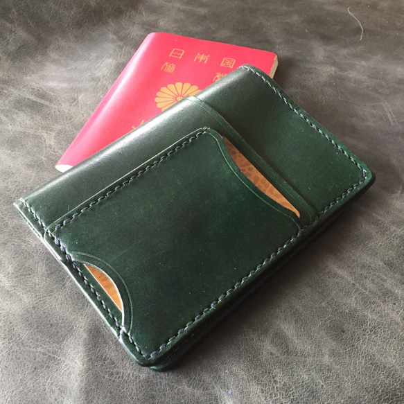 [外袋/D綠染] 護照套 PPC-01dgn 護照套 鞣革護照套 第1張的照片