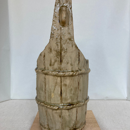 江戸時代 織部 花瓶 井戸桶に似せた花器 12.7×12.6×10cm 箱なし