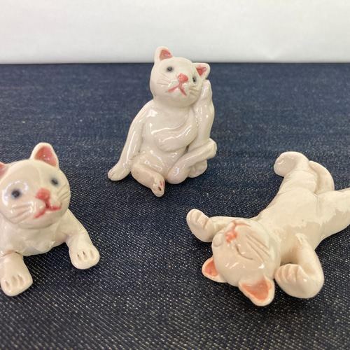 現場猫ヴィンテージ陶器3点セット 陶器 癒し猫ちゃん 3匹セット(1) その他置物 ますほ 通販