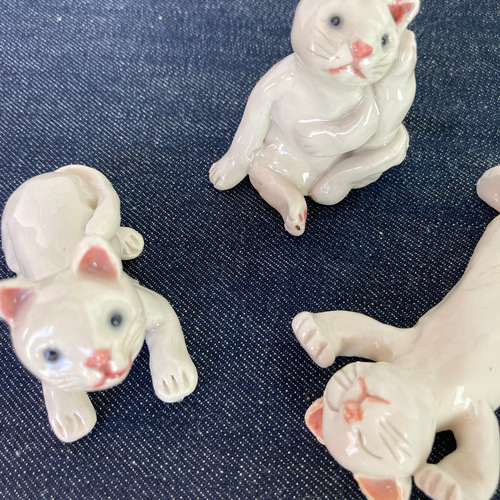 だいちゃん　猫と女の子の陶器置物セット 陶器 癒し猫ちゃん 3匹セット(1) その他置物 ますほ 通販