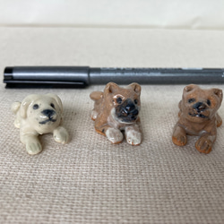 陶製　仔犬の兄弟３匹セット 10枚目の画像