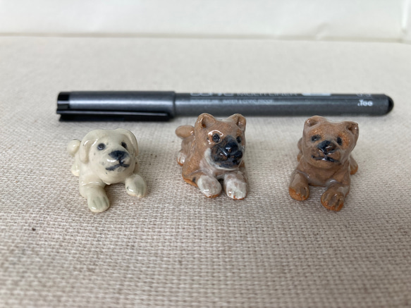 陶製　仔犬の兄弟３匹セット 10枚目の画像