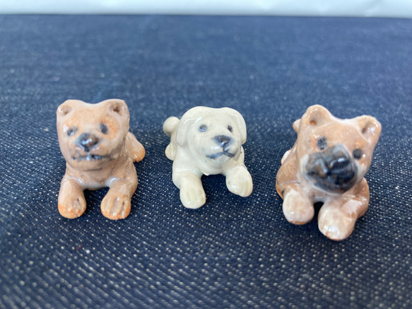 陶製　仔犬の兄弟３匹セット 2枚目の画像