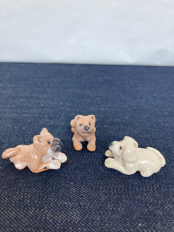 陶製　仔犬の兄弟３匹セット 7枚目の画像