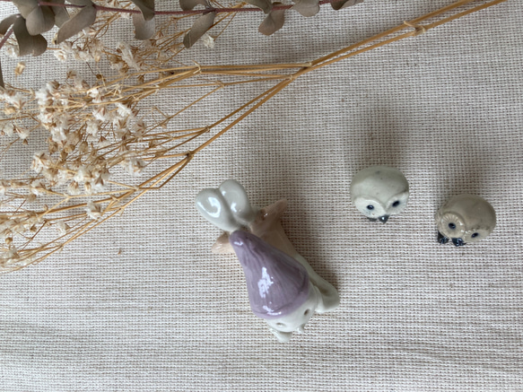 陶製　妖精とフクロウ 5枚目の画像