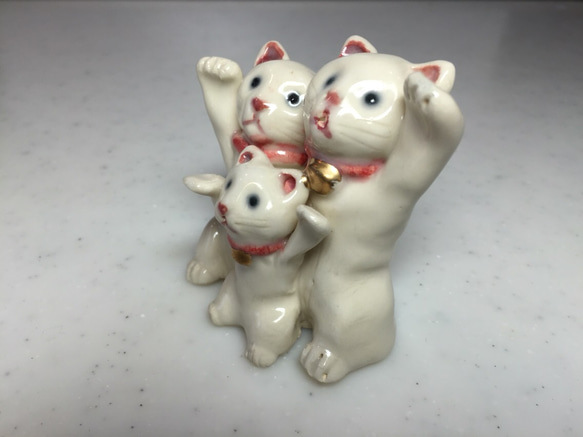 陶器製  なかよしネコちゃん３人家族 3枚目の画像