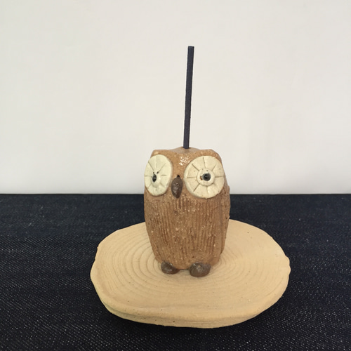 陶器 フクロウのお香たて その他インテリア雑貨 ますほ 通販｜Creema  