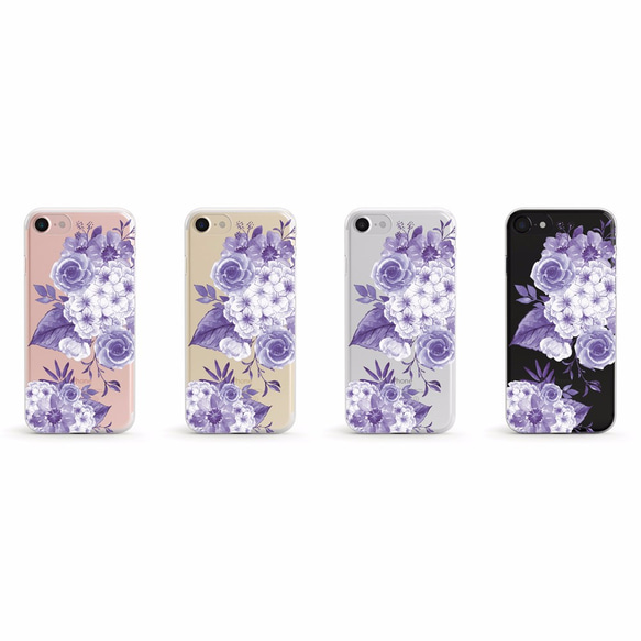 Purple Floral クリアソフト ケース 2枚目の画像