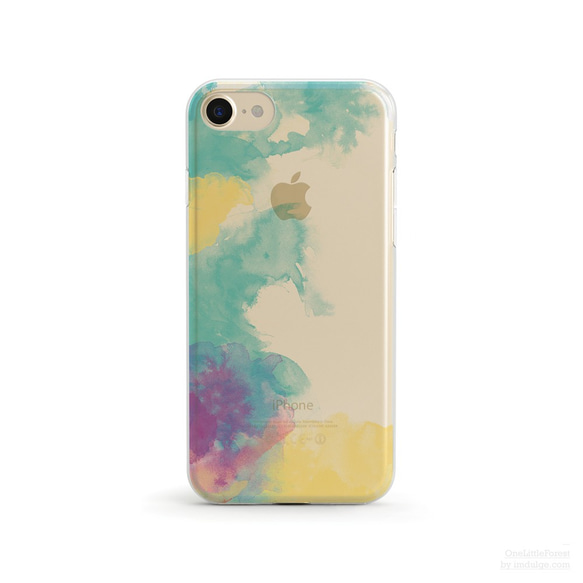 Watercolor Splash, I クリアソフト ケース iPhone15, 15 Pro, Max 対応 1枚目の画像