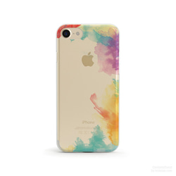 Watercolor Splash, II クリアソフト ケース iPhone15, 15 Pro, Max 対応 1枚目の画像