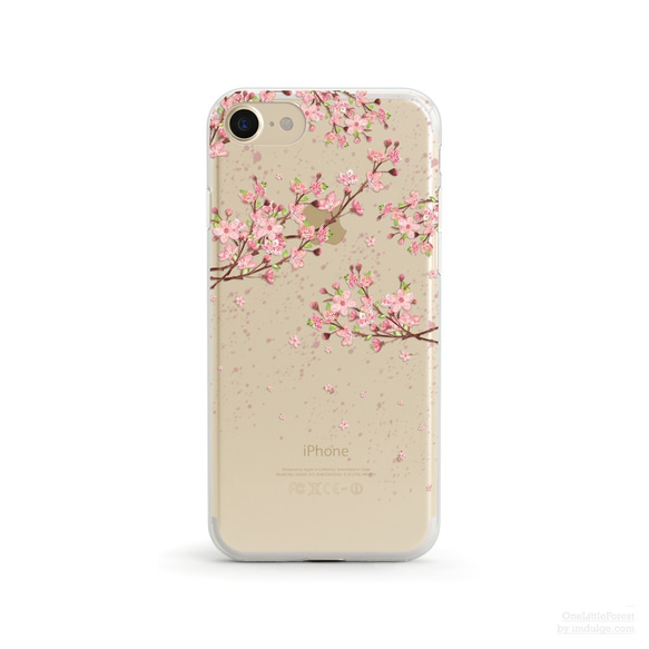 Cherry Blossom クリアソフト ケース iPhone15, 15 Pro, Max 対応 5枚目の画像