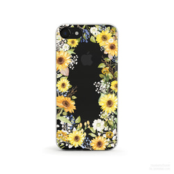 Sunflower Craze クリアソフト ケース iPhone15, 15 Pro, Max 対応 1枚目の画像