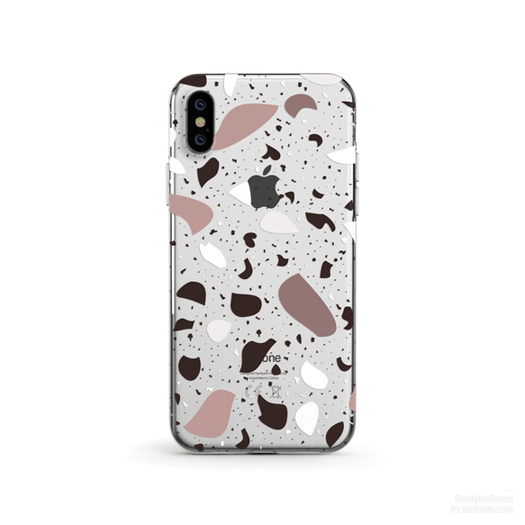 Collage Pattern Pink/Grey クリアソフト ケース iPhone15, 15 Pro, Max 1枚目の画像