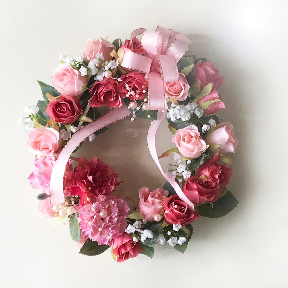 母の日フラワー　カーネーションと薔薇のアレンジメントリース fwm10