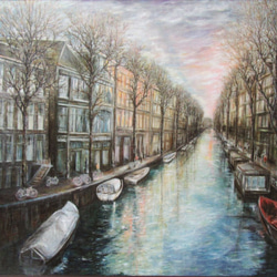オリジナル絵画 ( 油彩 F50 号 ）「待春運河」 2枚目の画像