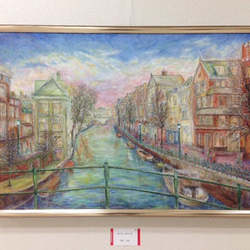 オリジナル絵画 ( 油彩 P50 号 ）「春を待つ運河の街」 1枚目の画像