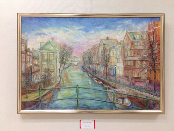 オリジナル絵画 ( 油彩 P50 号 ）「春を待つ運河の街」 1枚目の画像