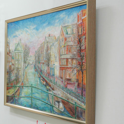 オリジナル絵画 ( 油彩 P50 号 ）「春を待つ運河の街」 2枚目の画像