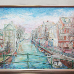 オリジナル絵画 ( 油彩 P50 号 ）「春を待つ運河の街」 3枚目の画像