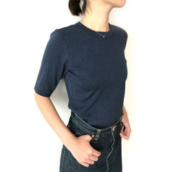 日本製オーガニックコットン 形にこだわった大人の4分袖無地Tシャツ ネイビー【サイズ展開有】 1枚目の画像