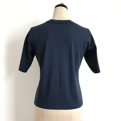 日本製オーガニックコットン 形にこだわった大人の4分袖無地Tシャツ ネイビー【サイズ展開有】 5枚目の画像