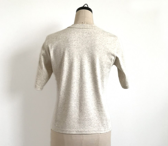 日本製有機棉成人4/4袖特殊形狀素色T卹 象牙色【尺寸可選】 第5張的照片