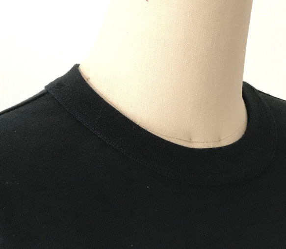 日本製有機棉成人4/4袖素特殊形狀T卹 黑色【尺寸可選】 第4張的照片