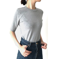 形にこだわった 大人の4分袖無地Tシャツ ライトグレー【サイズ展開有