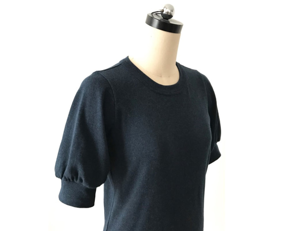 日本製オーガニックコットン 形にこだわった 大人のギャザー袖Tシャツ【サイズ・色展開有り】 6枚目の画像