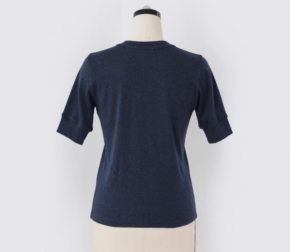 日本製オーガニックコットン 形にこだわった 大人の4分袖 袖口リブTシャツ【サイズ・色展開有り】 7枚目の画像