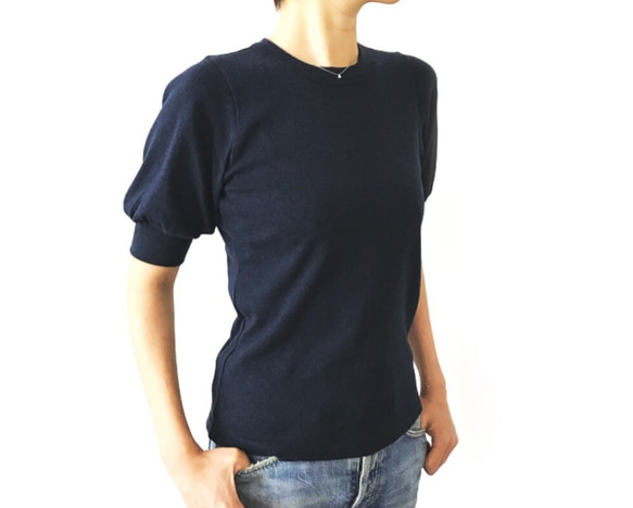【くくちゃん様 専用】日本製オーガニックコットン 形にこだわった 大人のギャザー袖Tシャツ【サイズ・色展開有り】 2枚目の画像