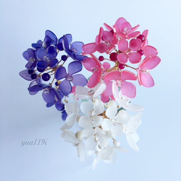 額紫陽花の簪＊白 かんざし yuu119i 通販 3952706｜Creema(クリーマ)
