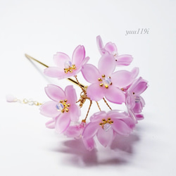 ＊色変わり桜の簪＊紫外線 4枚目の画像