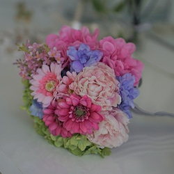 アートフラワー ナチュラルステムブーケ ピンク＆ブルー ブーケ