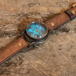 青サビの色で海の青を表現した手作りの腕時計(Patrice Ocean・受注生産品) 3枚目の画像