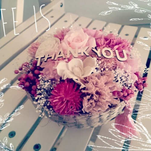 THANKYOU お花かご プリザーブドフラワー T&M 通販 2082264｜Creema