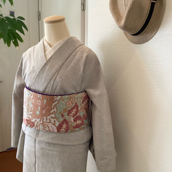 ◆バティック半幅帯パッチワーク107 washed coral／kimono ethnic／ナツメミヤビ 8枚目の画像