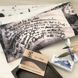 【即納品】墨アートコラージュ半幅帯by播佳舟natsumemiyabi 2枚目の画像