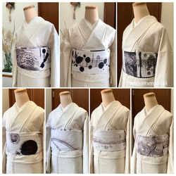 【即納品】墨アートコラージュ半幅帯by播佳舟natsumemiyabi 7枚目の画像