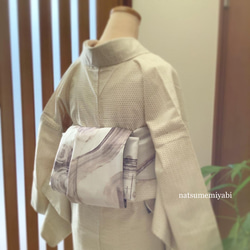 【即納品】墨アートコラージュ半幅帯by播佳舟natsumemiyabi 10枚目の画像